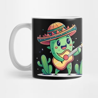 cute cactus playing guitar Mug